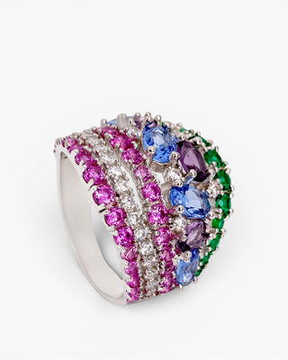 Anillos con piedras cuatro carriles en tonos morados