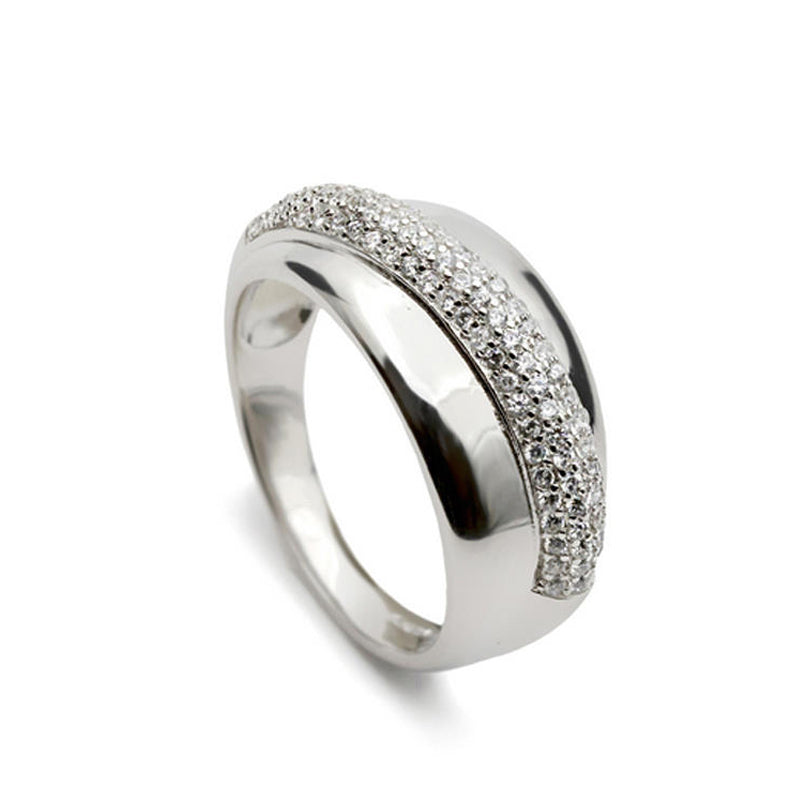 bague avec zircons de argent design classique et sophistiqué