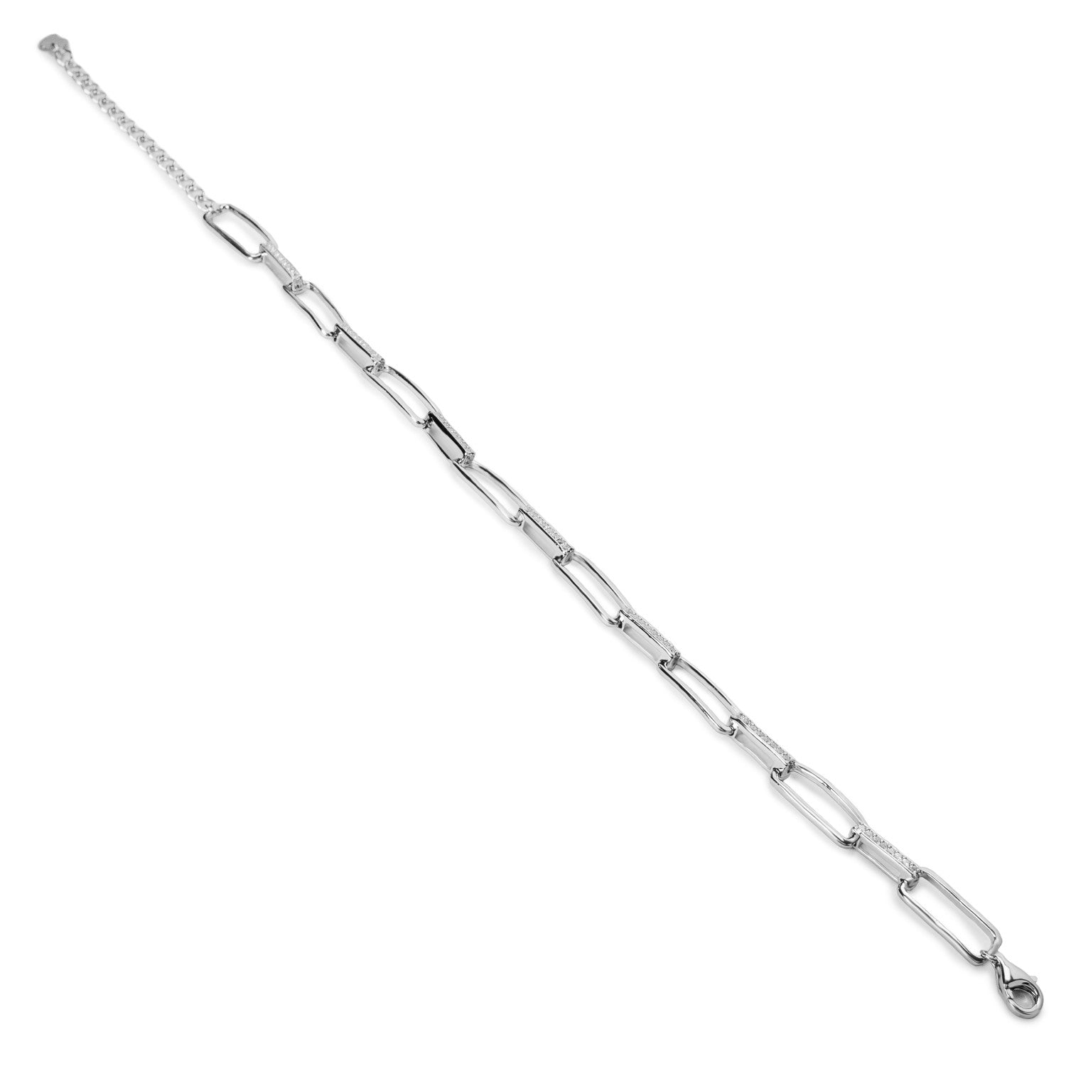 bracelets silver links with rectangular zirconias