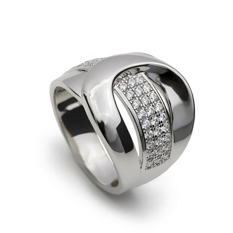 Anillo de plata ancho con banda de circonita