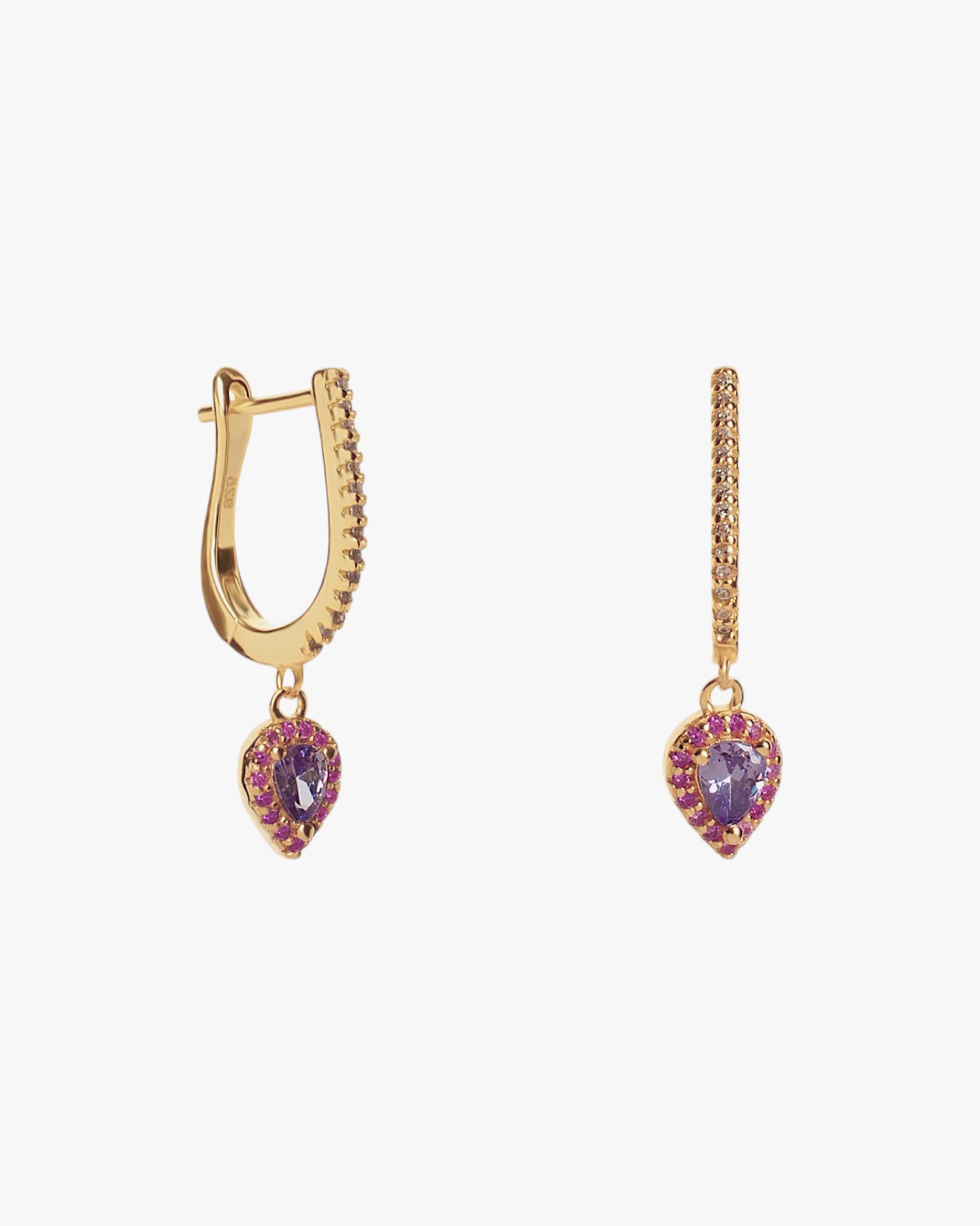 Pendientes con colgantes diseño lágrima tono lila