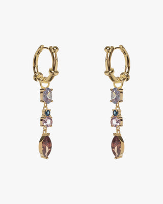 Earrings with colored stones in brown tones