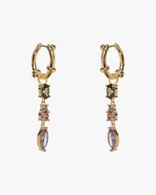 Earrings with colorful stones in romantic tones