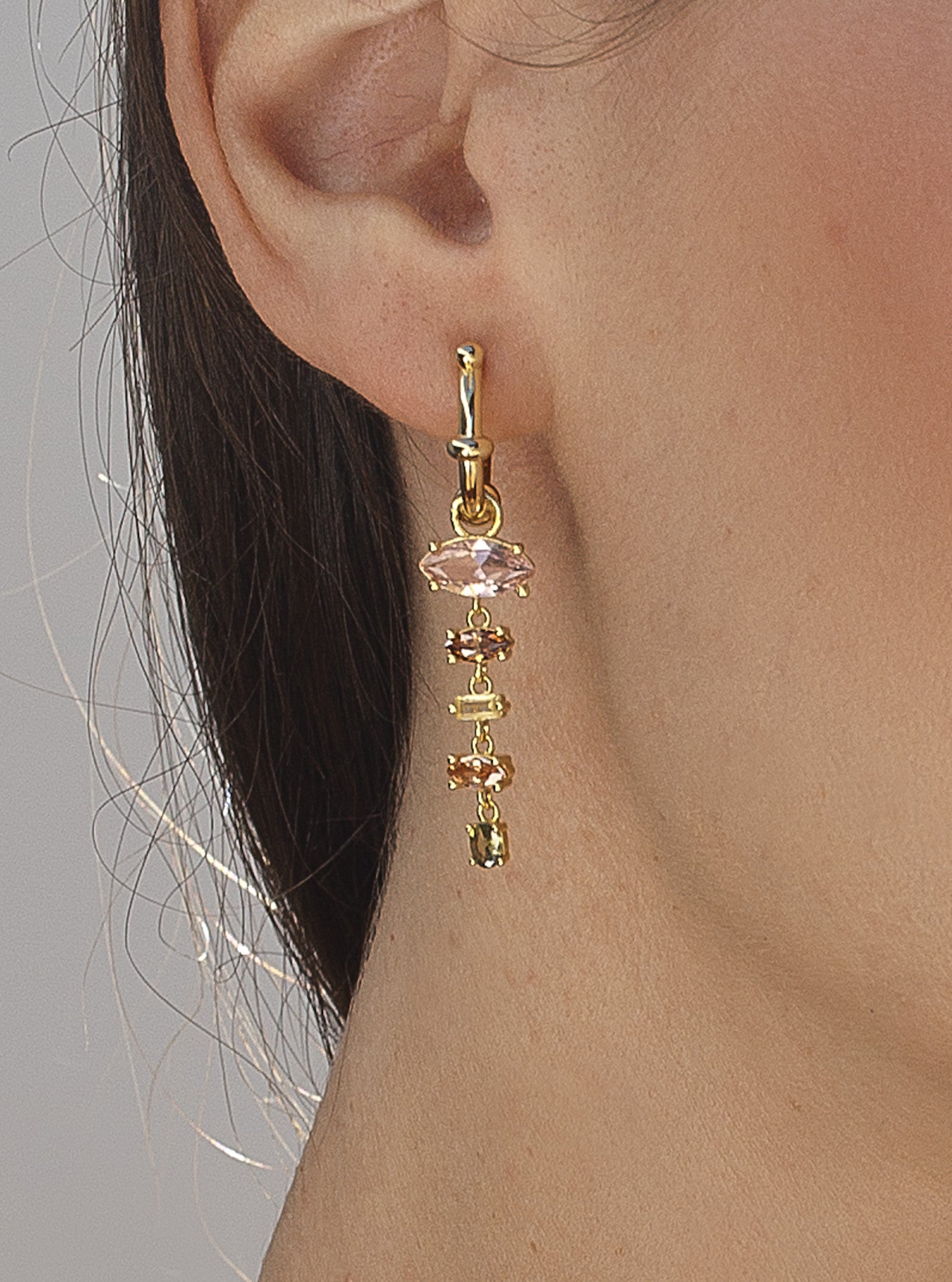 Pendientes de plata piedras de colores en tonos marrones y rosa