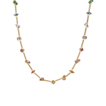 Collar dorado con gemas multicolor geometricas