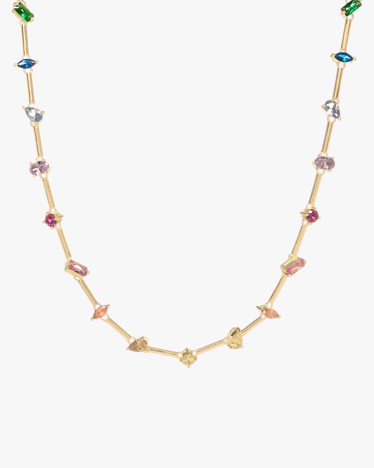 Collar dorado con gemas multicolor geometricas