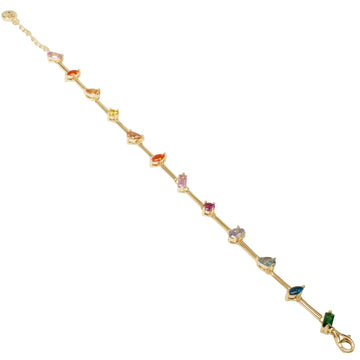 Pulsera dorada con gemas de colores geométricas