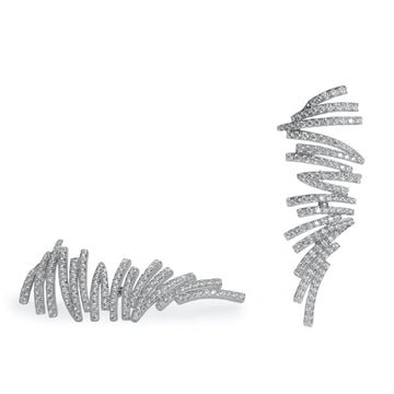 Pendientes largos de plata con circonitas en diseño zigzag