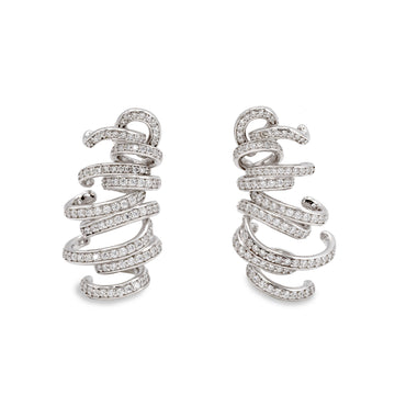 Pendientes largos de plata diseño original enredado y circonitas