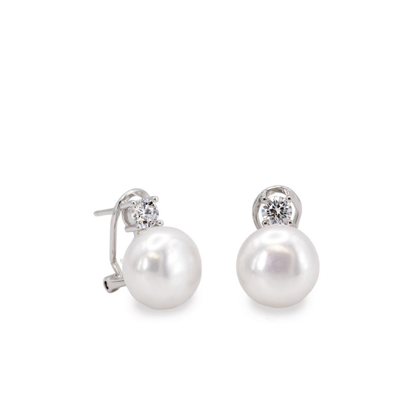 Boucles d'oreilles perle tu et yo avec zircons grandes