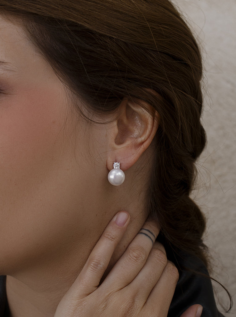 Pendientes perla tu y yo con circonitas grandes