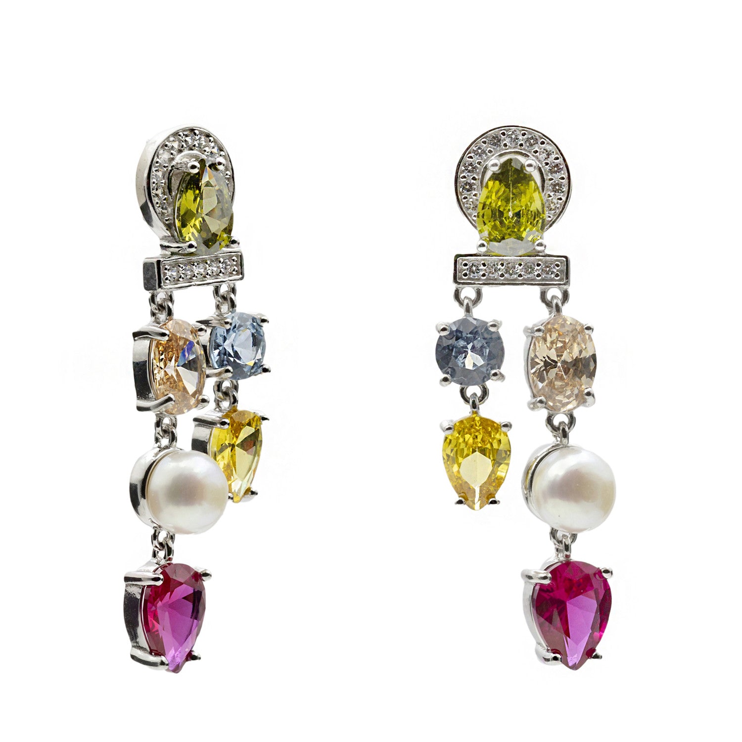 Boucles d'oreilles ornées de pierres colorées, design éclatant