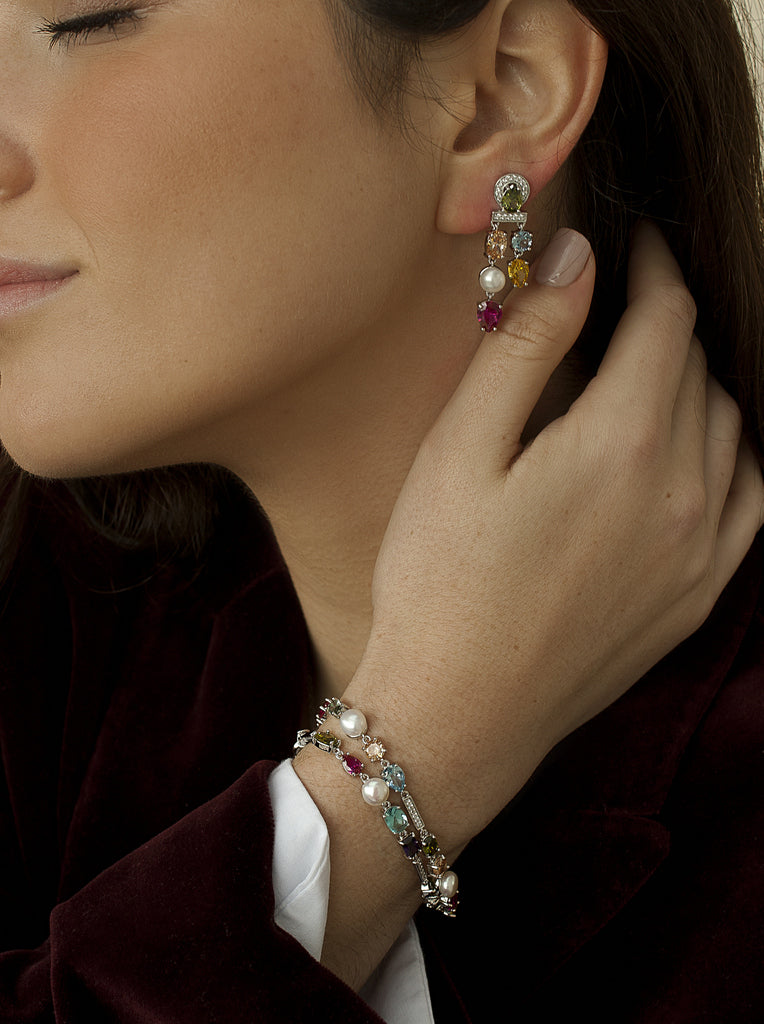 Pendientes con piedras de colores diseño vibrante