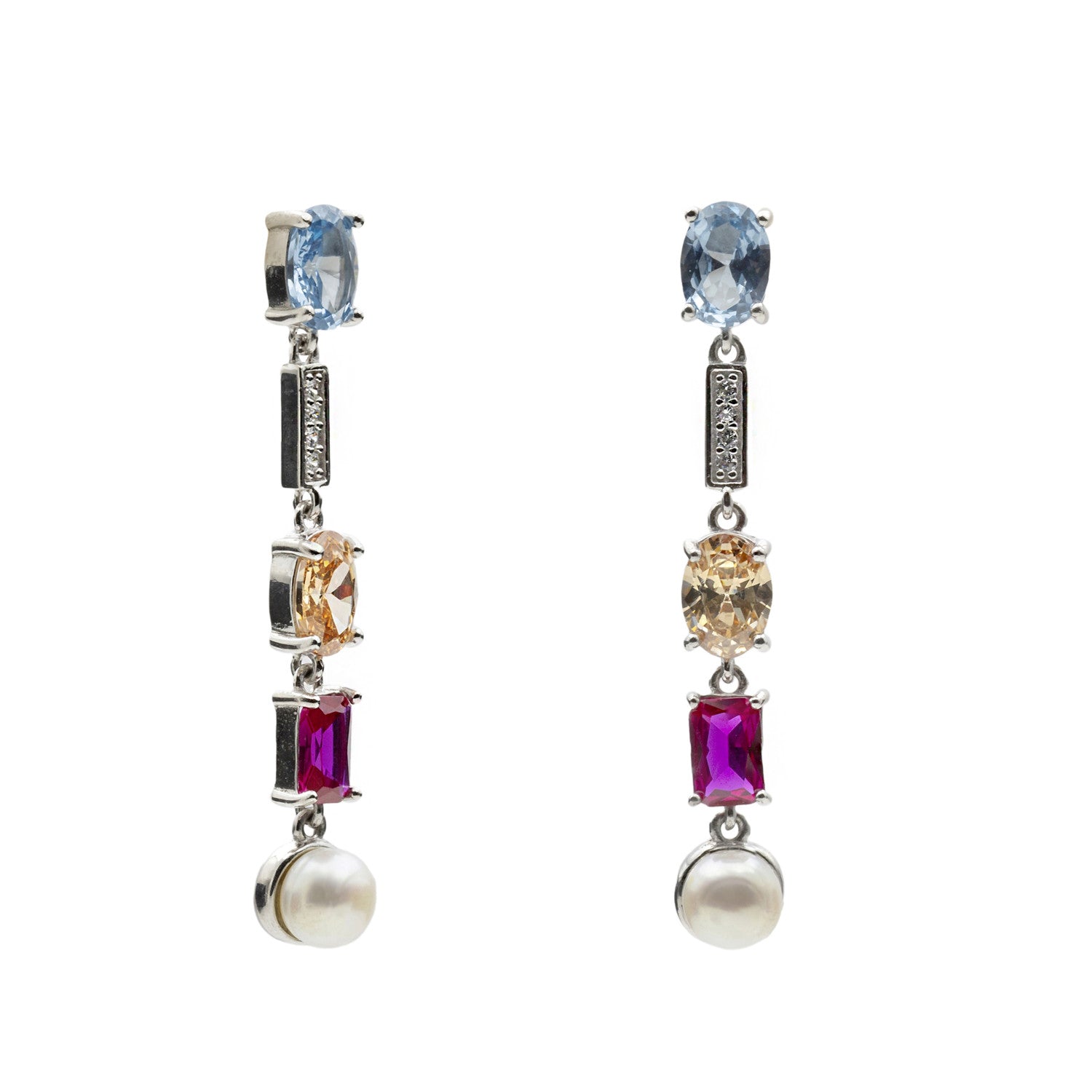 Long earrings with sophisticated stone design