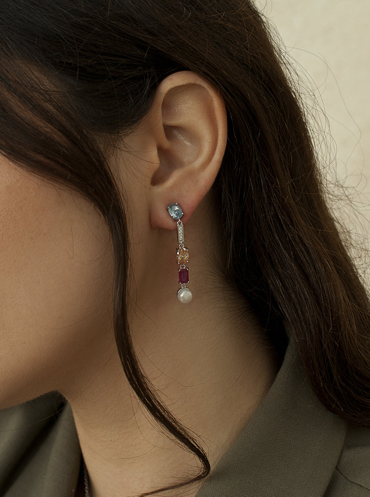 Pendientes largos con piedras diseño sofisticado