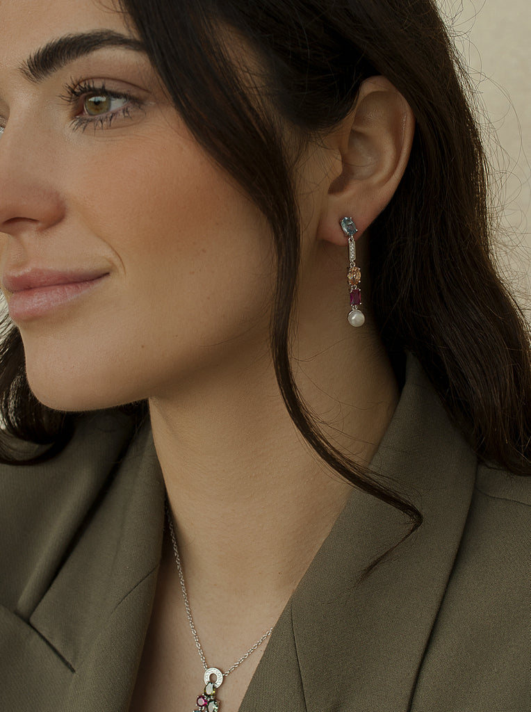 Pendientes largos con piedras diseño sofisticado