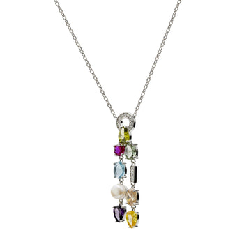 Necklaces with multicolored stones and pearl in an elegant style