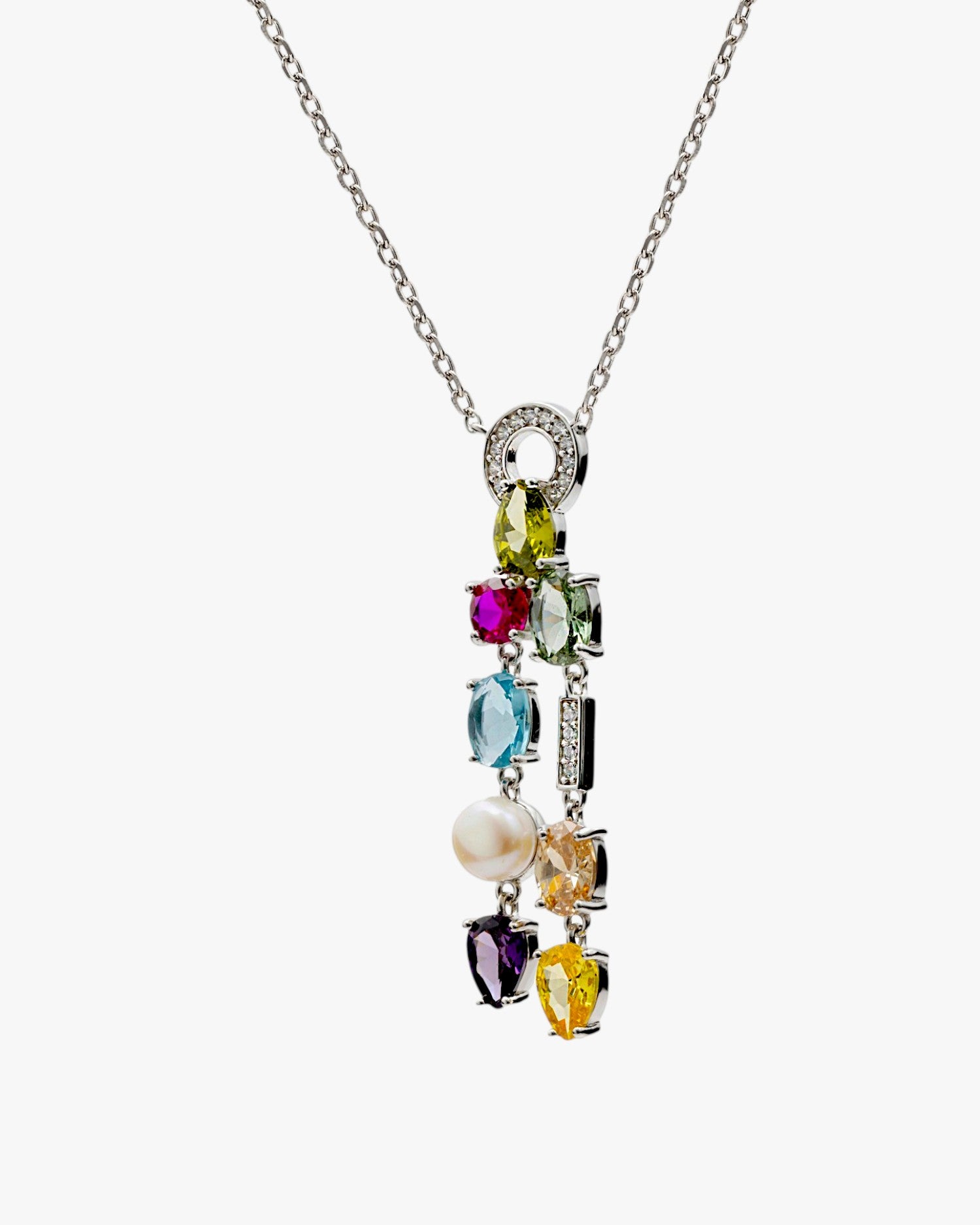 Collares con piedras multicolor y perla estilo elegante