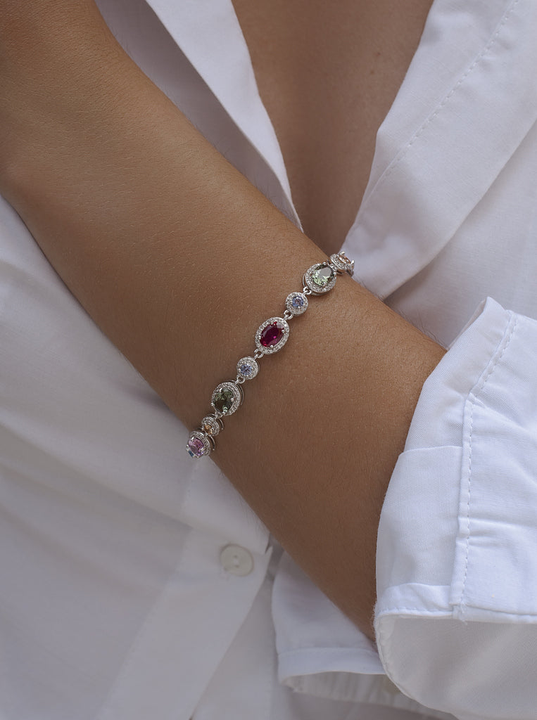 Pulsera de plata con piedras multicolor