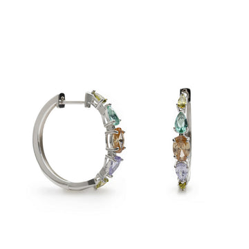 Pendientes de aro en plata con piedras tonos tierra