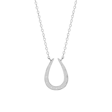 Collier en argent orné d'un zircon cubique en forme de fer à cheval
