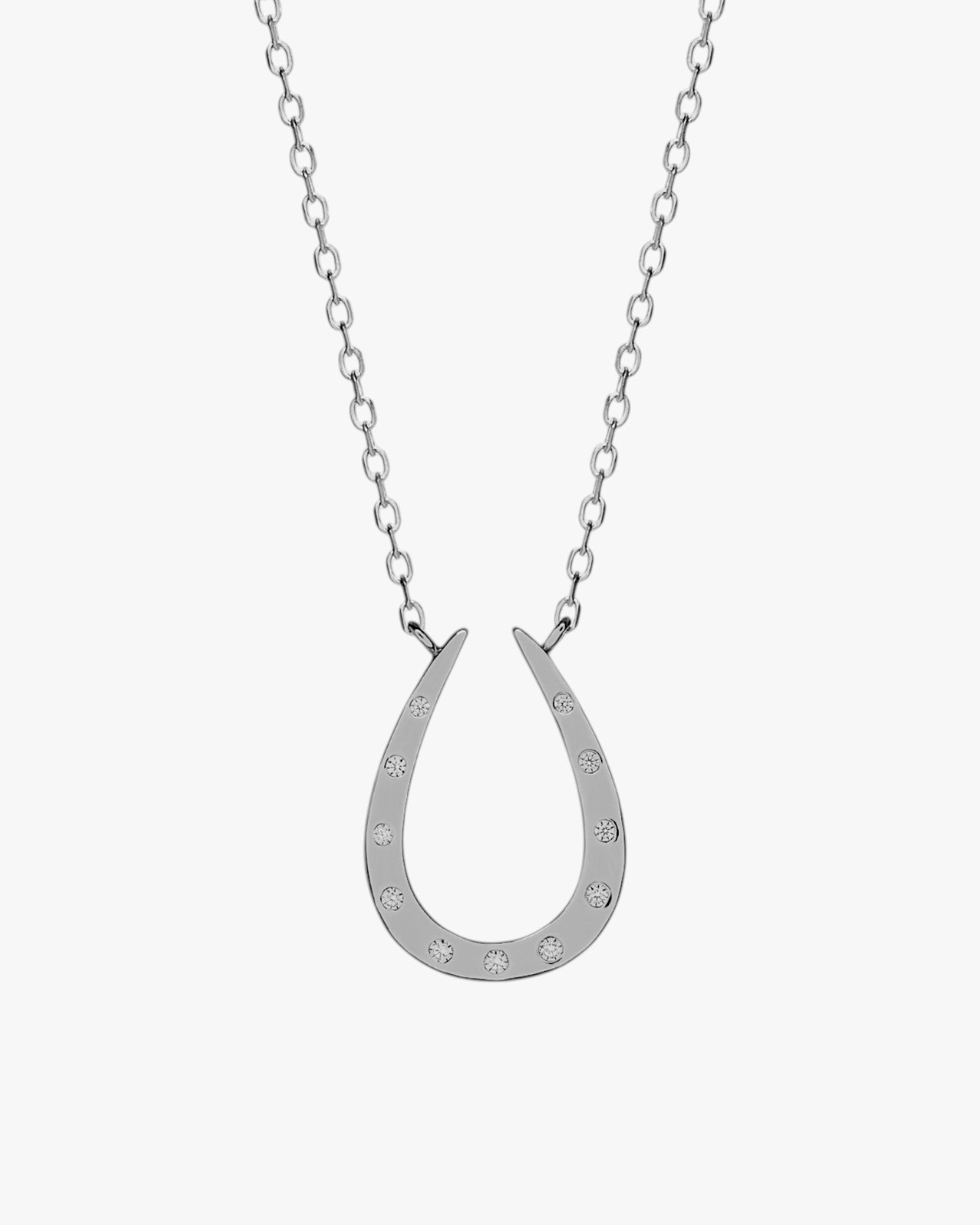 Collar de plata con circonitas en forma de herradura