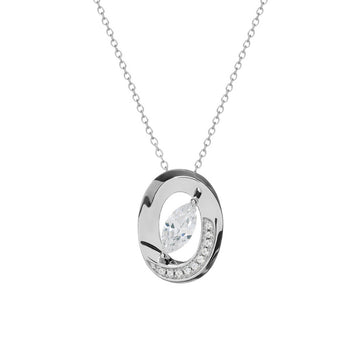 Collar circular de plata con circonita talla marquesa