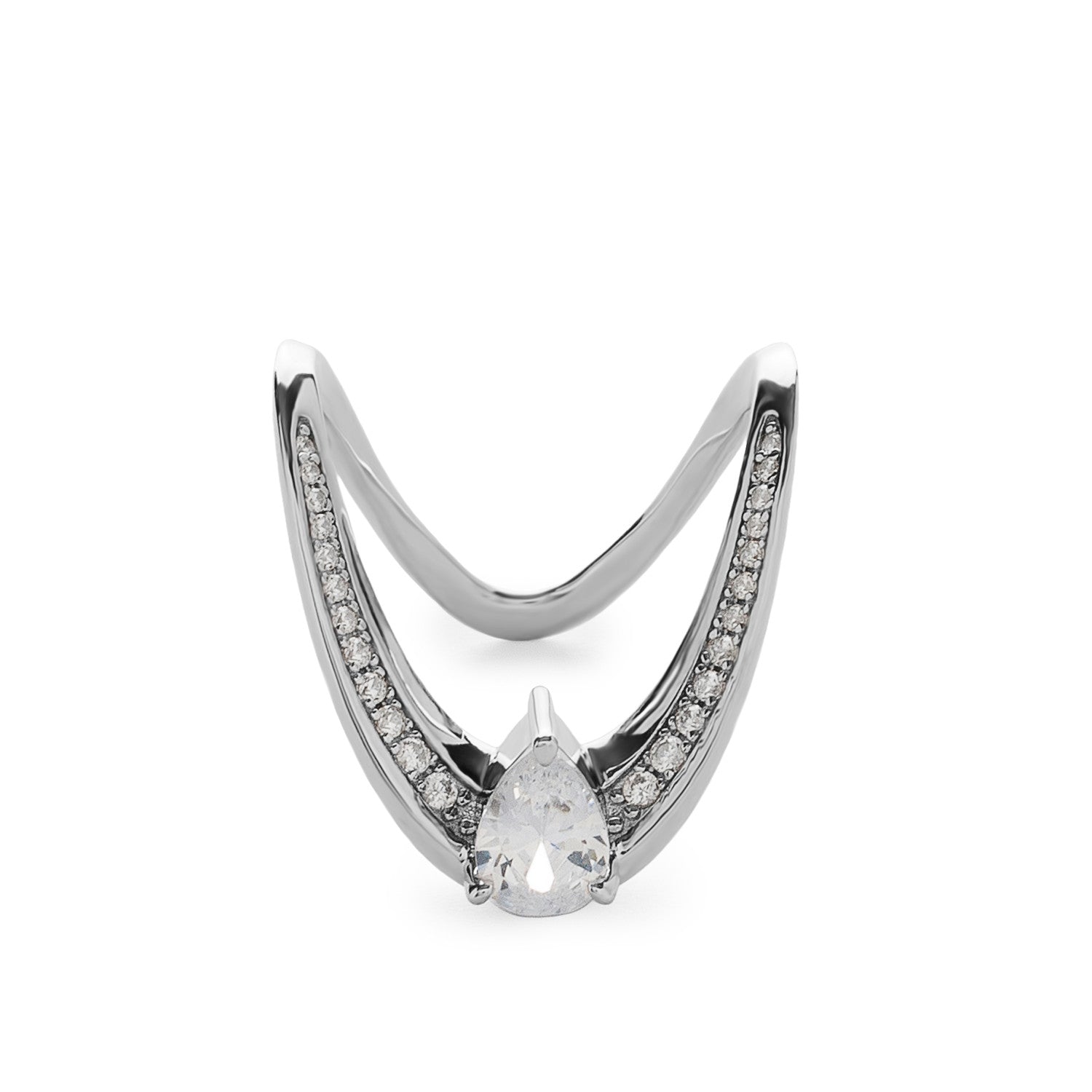 Anillo de plata con circonitas diseño originales y talla pera