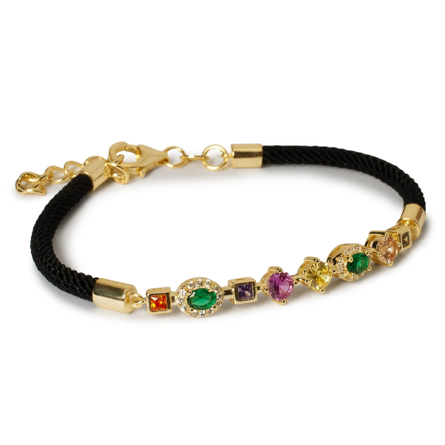 Pulsera de piedras multicolor en cordón