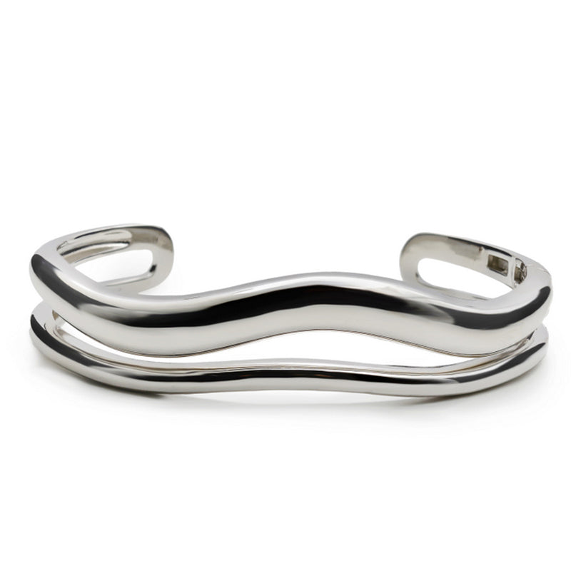 Pulsera esclava doble de plata diseño irregular