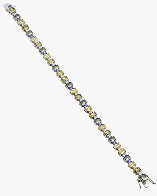 Pulsera de plata con piedras rectangulares en tonos verdes