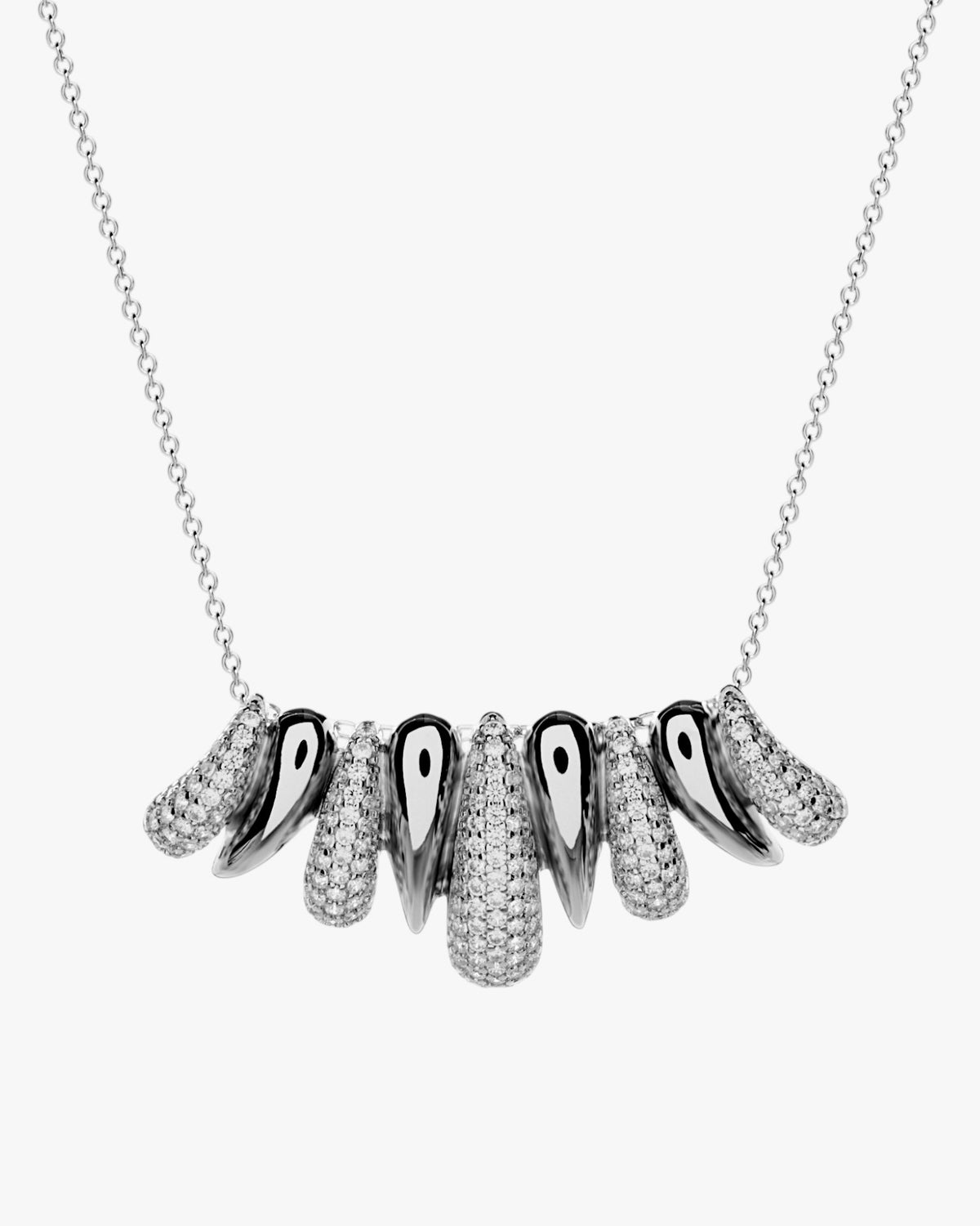 Silver necklace with puffy effect cubic zirconia
