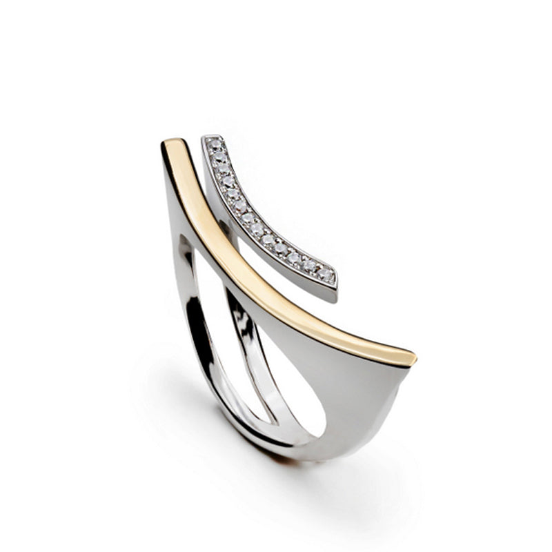 Anillo bicolor de plata estilo minimalista