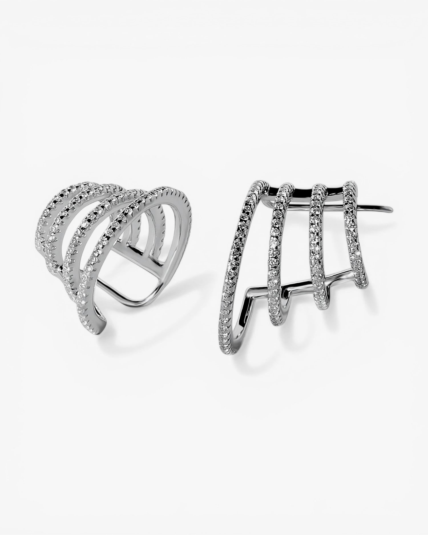 Pendientes originales de plata estilo trepadores diseño moderno