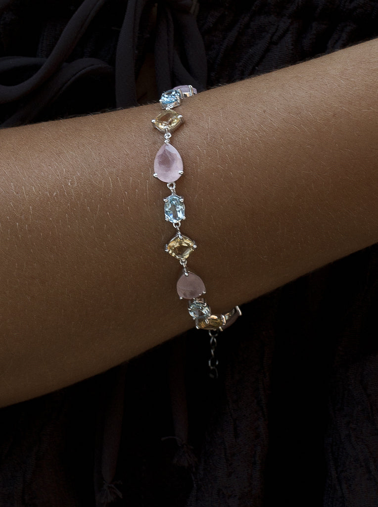 Pulsera multicolor de plata con piedras de colores