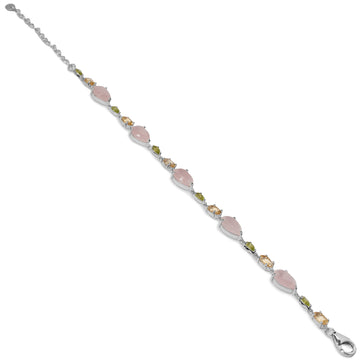 Pulsera multicolor de plata con piedras rosa verde y champagne