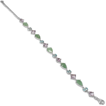 Pulsera de plata multicolor en verde rosa y azul