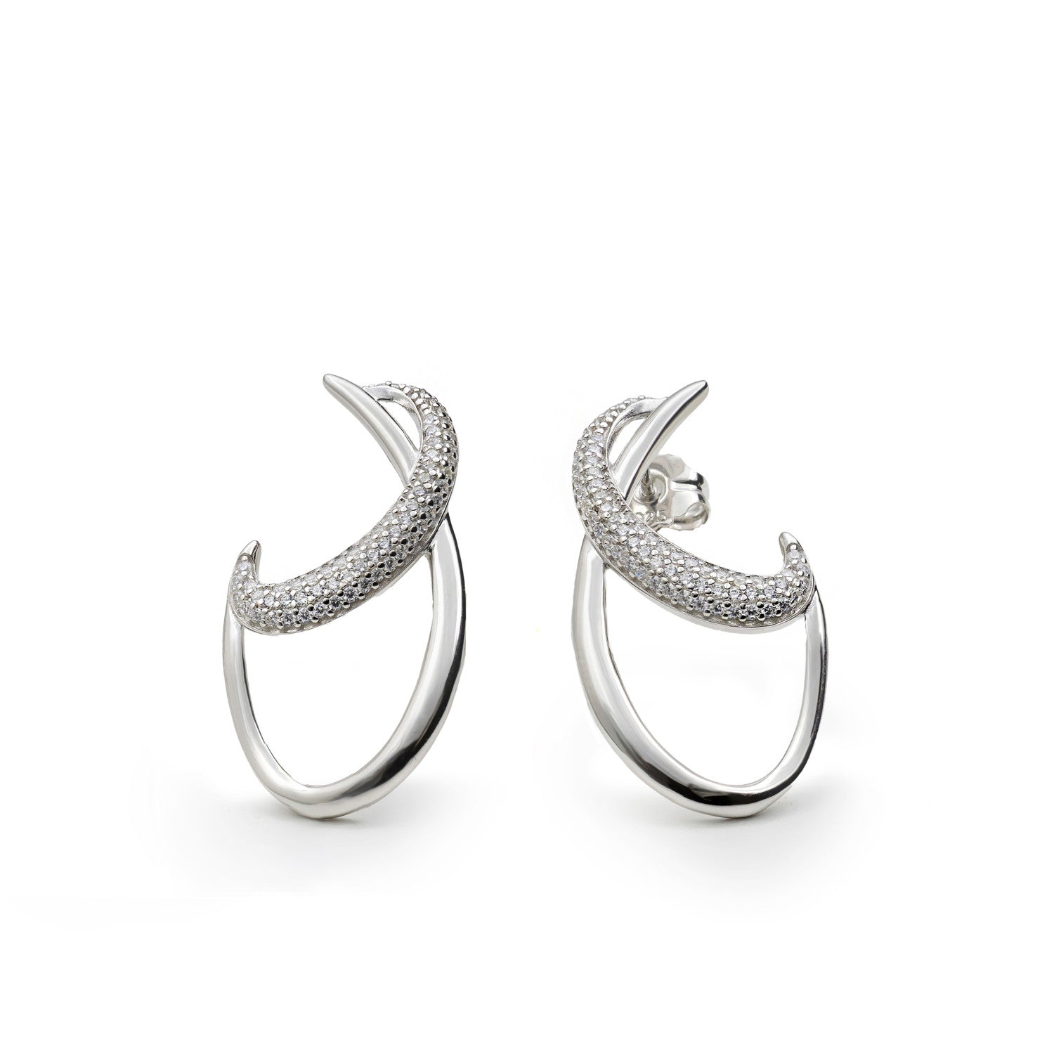 Pendientes diseño originales de plata con circonitas