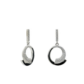 Pendientes colgantes de plata con circonitas diseño circular