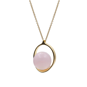 Collar de plata baño oro con colgante y piedra rosa