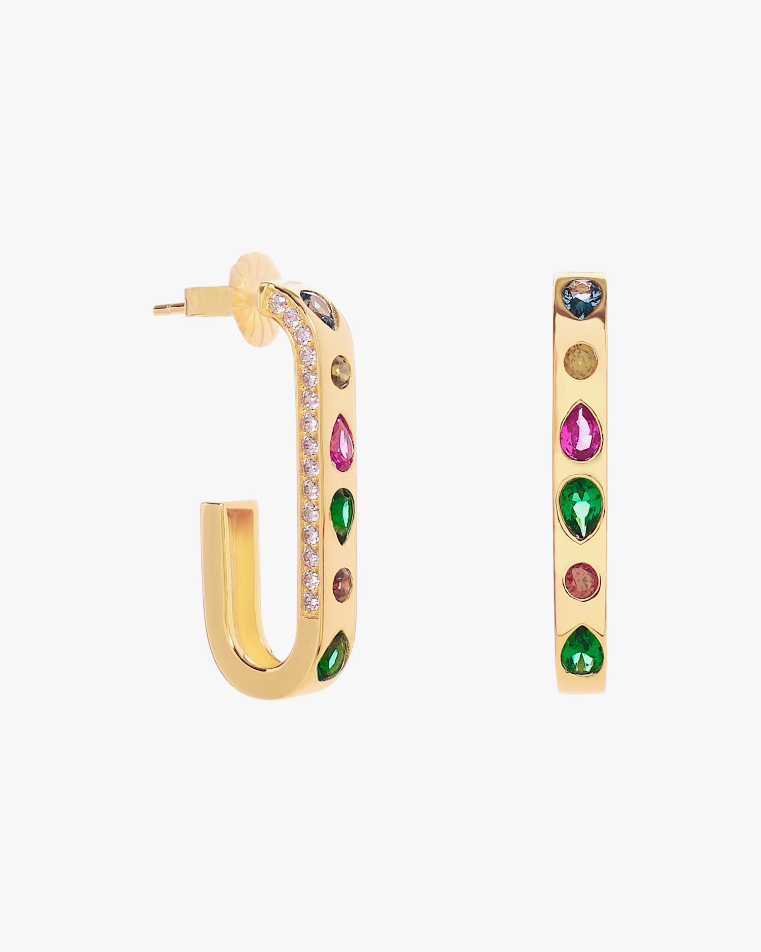 Créoles en argent doré avec oxydes de zirconium multicolores