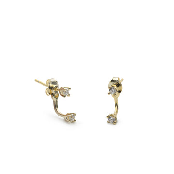 Pendientes de plata curvos con doble circonia diseño up and down