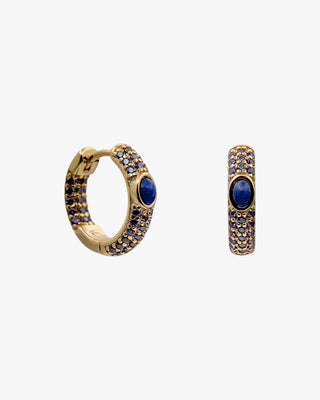 Small hoop earrings with purple-toned cubic zirconia
