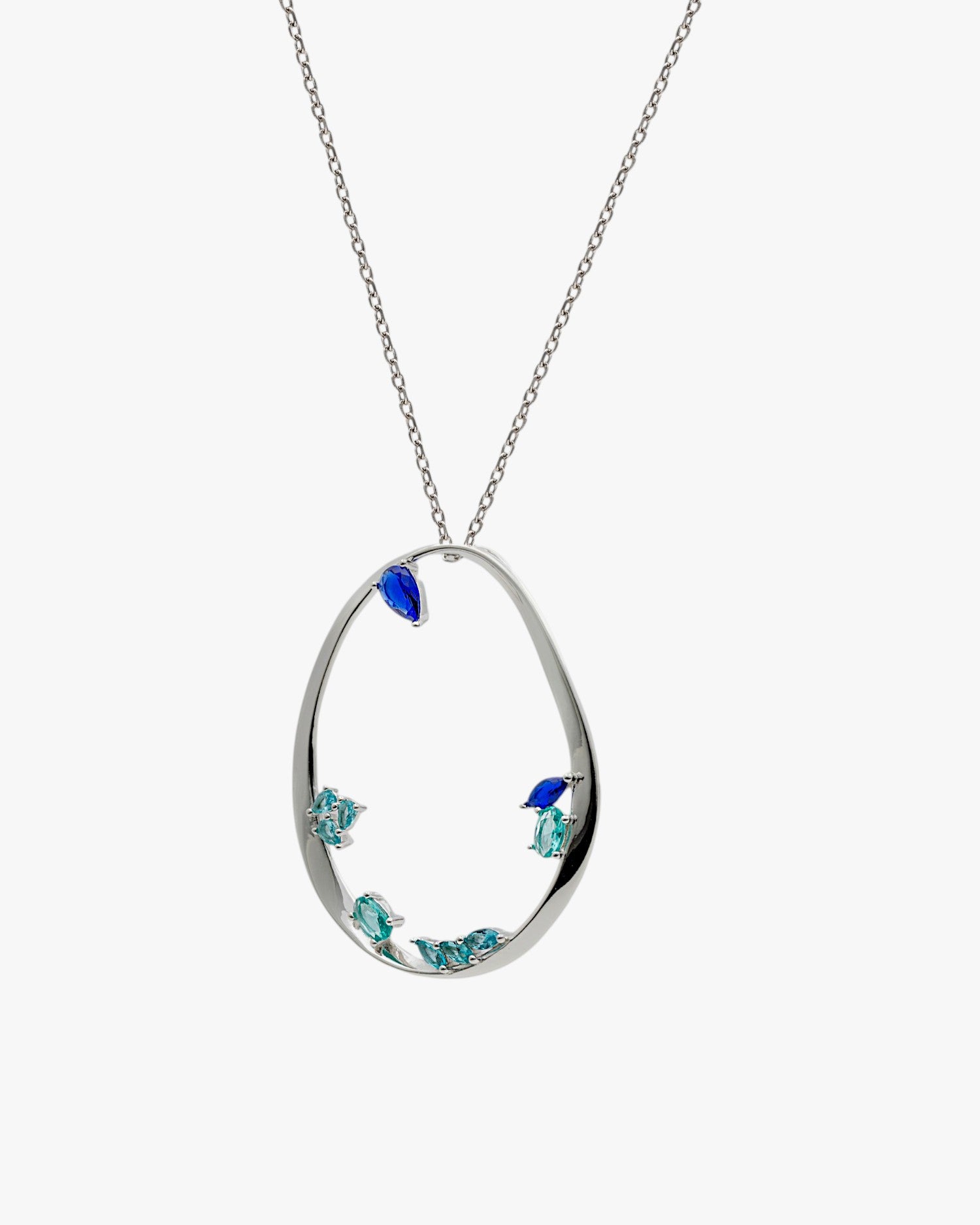 Anillo de plata grandes originales con gemas en tonos azules