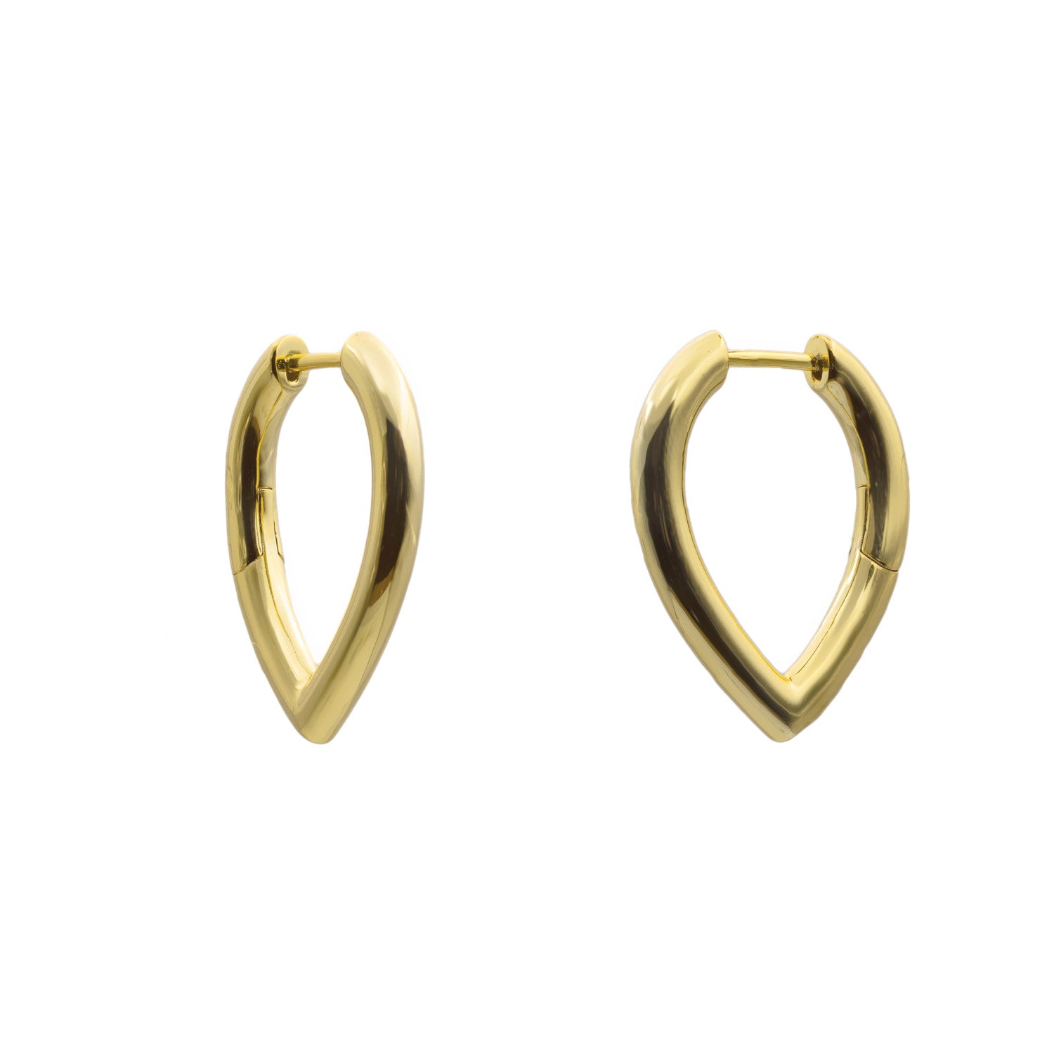 Pendientes aro de plata bañada en oro diseño de punta ovalado