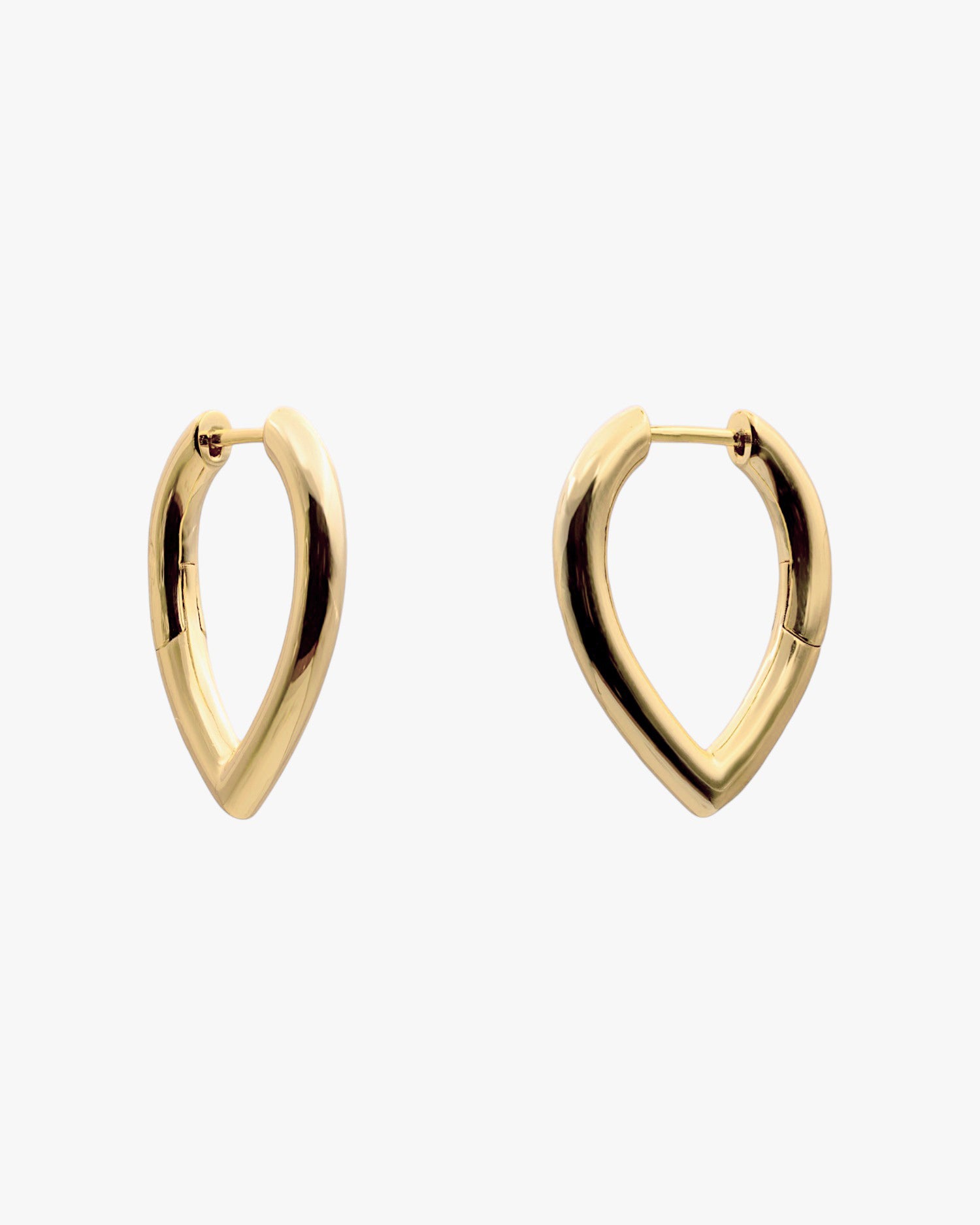 Gold-plated silver hoop earrings with oval point design