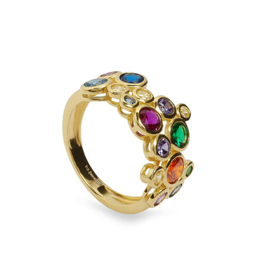 Anillo de plata bañado en oro multicolor con circonitas