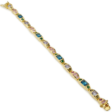 Pulsera de plata bañada en oro de eslabones con piedras multicolor