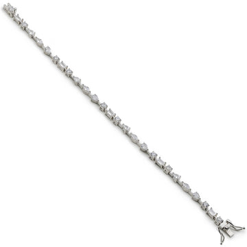 Pulsera de plata con circonitas blancas en cortes variados