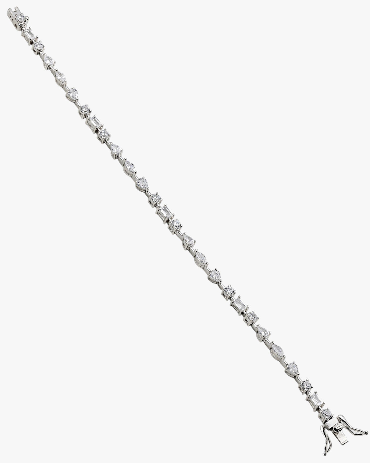 Pulsera de plata con circonitas blancas en cortes variados